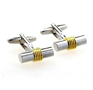 Classic Men's Cuff links Copper Silver Cylinder