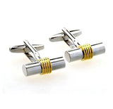Classic Men's Cuff links Copper Silver Cylinder