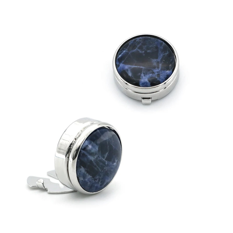Natural Vein Stone Buttons Cuff Links for Mens' Shirt