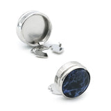 Natural Vein Stone Buttons Cuff Links for Mens' Shirt