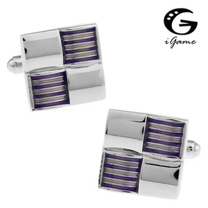 iGame Purple Square Enamel Copper Cufflinks