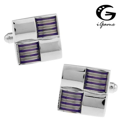 iGame Purple Square Enamel Copper Cufflinks