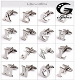 iGame Letters Cufflinks Silver English Letters 26 Letters Copper Material