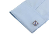 iGame Men Gift Cuff Links - Royal Flower Engraved Enamel