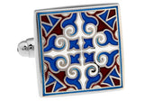 iGame Men Gift Cuff Links - Royal Flower Engraved Enamel