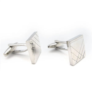 iGame Men's Square Cuff Links Silver Brass Material