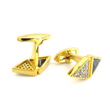 Men's Crystal Cuff Links Golden Brass Rhombus Stone Shirt Cufflinks