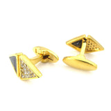 Men's Crystal Cuff Links Golden Brass Rhombus Stone Shirt Cufflinks