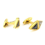 Men's Crystal Cuff Links Golden Brass Rhombus Stone Shirt Cufflinks