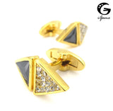 Men's Crystal Cuff Links Golden Brass Rhombus Stone Shirt Cufflinks