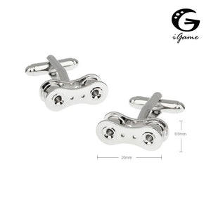 iGame Arrival Bike Chain Cuff Links Silver Brass Mechanics