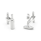 iGame Arrival Brass Cuff Links Silver Wine Bottle & Opener
