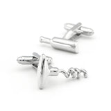 iGame Arrival Brass Cuff Links Silver Wine Bottle & Opener