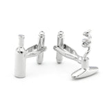 iGame Arrival Brass Cuff Links Silver Wine Bottle & Opener