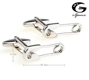iGame Paper Clip Cuff Links Silver Copper Pin
