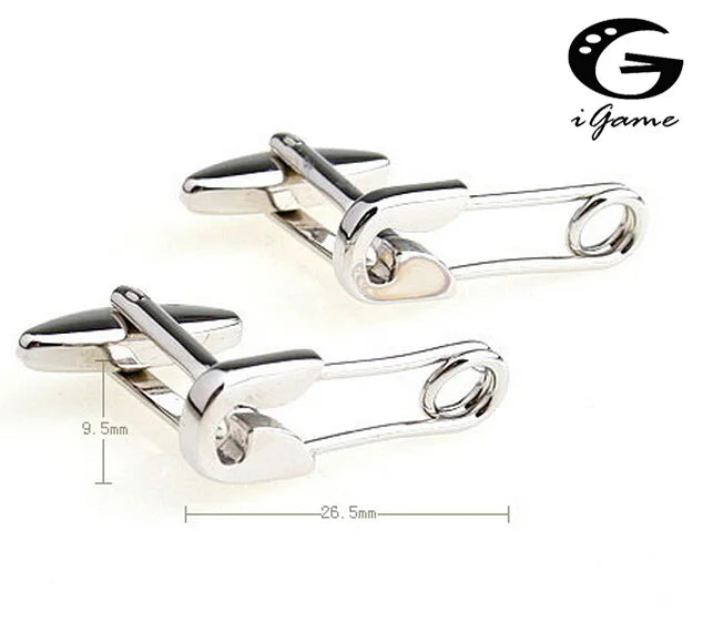iGame Paper Clip Cuff Links Silver Copper Pin