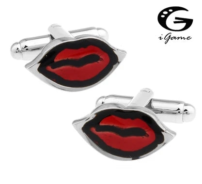 iGame Red Lips Cuff Links Brass Material