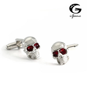 iGame Skeleton Cuff Links Red Eyes Skull Brass Shirt Cuflinks