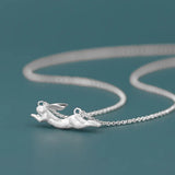 Flying Rabbit Pendant 925 Sterling Silver Choker Necklace Women Jewelry Gift