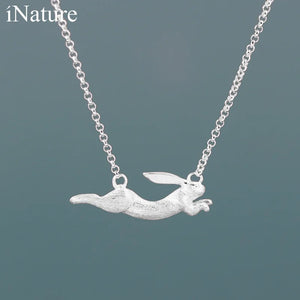 Flying Rabbit Pendant 925 Sterling Silver Choker Necklace Women Jewelry Gift