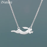 Flying Rabbit Pendant 925 Sterling Silver Choker Necklace Women Jewelry Gift