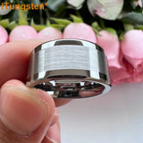 iTungsten 10mm Men Ring Flat Tungsten Wedding Band Center Brushed Finish