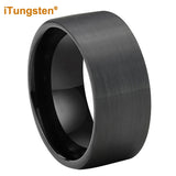 iTungsten 12mm 10mm Tungsten Wedding Band Flat Brushed Comfort Fit