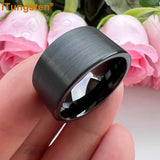 iTungsten 12mm 10mm Tungsten Wedding Band Flat Brushed Comfort Fit