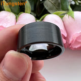 iTungsten 12mm 10mm Tungsten Wedding Band Flat Brushed Comfort Fit