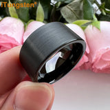 iTungsten 12mm 10mm Tungsten Wedding Band Flat Brushed Comfort Fit