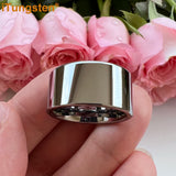Tungsten 12mm 10mm Large Men Ring Wedding Band Pipe Cut Polished