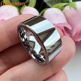 Tungsten 12mm 10mm Large Men Ring Wedding Band Pipe Cut Polished