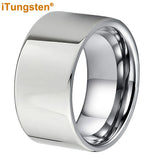 Tungsten 12mm 10mm Large Men Ring Wedding Band Pipe Cut Polished
