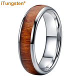 Tungsten Ring for Men Women Wedding Band Engagement Ring Jewelry Koa Wood Inlay