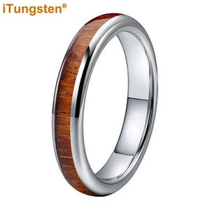 Tungsten Ring for Men Women Wedding Band Engagement Ring Jewelry Koa Wood Inlay