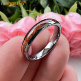Tungsten Ring for Men Women Wedding Band Engagement Ring Jewelry Koa Wood Inlay