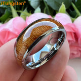 Tungsten Ring for Men Women Wedding Band Engagement Ring Jewelry Koa Wood Inlay