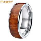 Tungsten Ring for Men Women Wedding Band Engagement Ring Jewelry Koa Wood Inlay