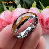 Tungsten Ring for Men Women Wedding Band Engagement Ring Jewelry Koa Wood Inlay