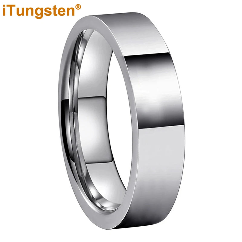 Tungsten Carbide Wedding Band Flat Polished Comfort Fit