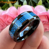 iTungsten 6mm 8mm Tungsten Ring Purple Carbon Fiber Inlay Beveled Comfort Fit