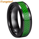 iTungsten 6mm 8mm Tungsten Ring Purple Carbon Fiber Inlay Beveled Comfort Fit