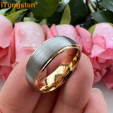 iTungsten 6mm 8mm Domed Tungsten Carbide Ring Stepped Edges