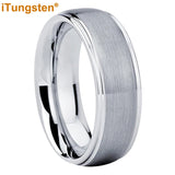 iTungsten 6mm 8mm Domed Tungsten Carbide Ring Stepped Edges