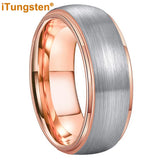 iTungsten 6mm 8mm Domed Tungsten Carbide Ring Stepped Edges