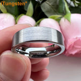 6mm 8mm Tungsten Carbide Ring Brushed Pipe Cut Comfort Fit