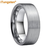 6mm 8mm Tungsten Carbide Ring Brushed Pipe Cut Comfort Fit