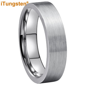 6mm 8mm Tungsten Carbide Ring Brushed Pipe Cut Comfort Fit