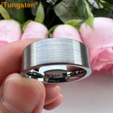 6mm 8mm Tungsten Carbide Ring Brushed Pipe Cut Comfort Fit