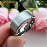 6mm 8mm Tungsten Carbide Ring Brushed Pipe Cut Comfort Fit